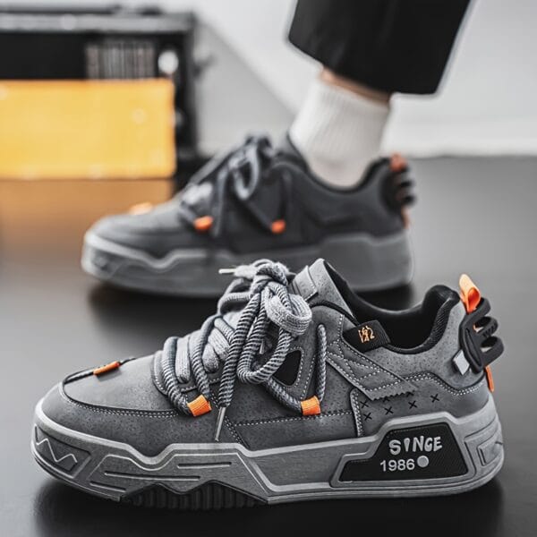 Men's Fashion Skate Sneakers - Comfortable, Non-Slip & Breathable Lace-Up Shoes with Rubber Sole for All Seasons