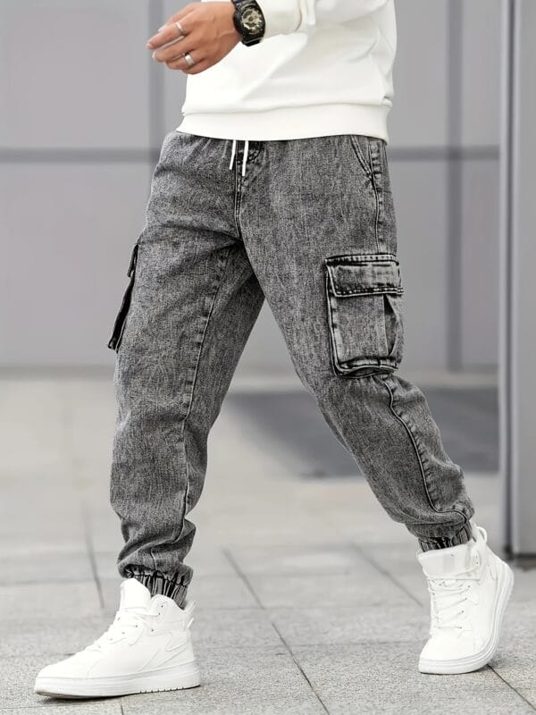 Men's Slim-Fit Work Pants - Non-Stretch Jeans with Functional Side Pockets, All-Season Formal & Casual Jeans for Everyday Special Occasions, Versatile Clothing, Contemporary Fashion, Sturdy Construction, Urban Style