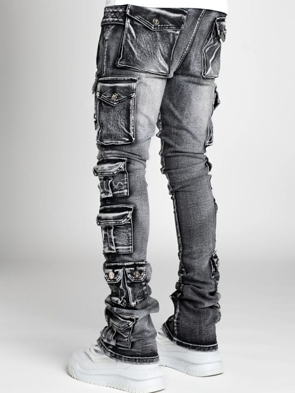 Men'S Slim-Fit Faux Denim - Stretchy Non-See-Through Pants with Multiple Utility Pockets, All-Season Skinny Leg Trousers for Everyday & Formal Wear - Durable Casual Pants for Men, Versatile Clothing, Distressed Look, Quality Stitching, Urban Style, Modern Fashion, Sturdy Construction, Young Adults