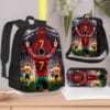 3pcs Football Player Backpack Set for Men and Women, School Bags, Pencil Cases, and Lunch Boxes with Number 7 Jersey Soccer Star Student Backpacks Suitable for Men and Women CR7 Computer Backpacks Large Capacity Student Backpack Set for Daily Commute