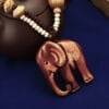 Handcrafted Wooden Ivory Elephant Pendant Necklace - Bohemian Vintage Unisex Jewelry with Bead Accents, Natural Wood Grain Texture for Men & Women, Year-Round Festival & Party Accessory, Elephant Jewelry, Versatile Fashion Piece, Minimalist Design, Earthy Tone Beads