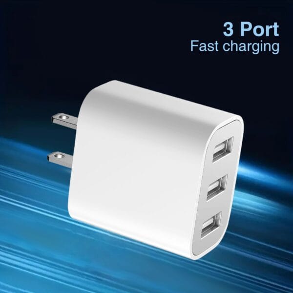 1pc Fast Charging 3-Port USB Wall Charger Adapter, 10-20W Power Output, Travel-Friendly, US Plug, Compatible with iPhone 14/13/12/11/Pro/Max/SE/X/XS/8 Plus & Samsung Galaxy S22/S21/S20