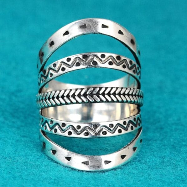 product-open-20c0c3a80a594935a9a5f1a4a67dfe29-goods Simple Retro 5 Band Different Patterns Wide Rings for Women Daily Party Summer Vacation Style Accessories