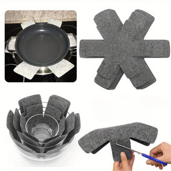 9pcs Feltguard Non-Stick, Scratch-Resistant Pads - Durable Polystyrene Mat for Protecting Pots, Pans, and Cookware - Ideal for Kitchen Countertops and Stovetops, Countertop Protection | Modern Kitchen Mat | Durable Kitchen Mat, Countertop Protector