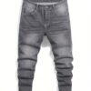 1pc Men's skinny jeans, casual and versatile in American street hip-hop, suitable for daily wear in all seasons