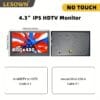 LESOWN 4.3" Ultra-Thin IPS Monitor 800x480 HD TV, USB-Powered Portable Gaming Display with 300cd/m² Brightness, No Driver Needed, Full Viewing Angle, Compact Design for Raspberry Pi, Windows PC, Laptop, Car Dash Cam & Security Surveillance, Car Dash Cam Monitor, Sleek Frame, Highresolution Screen