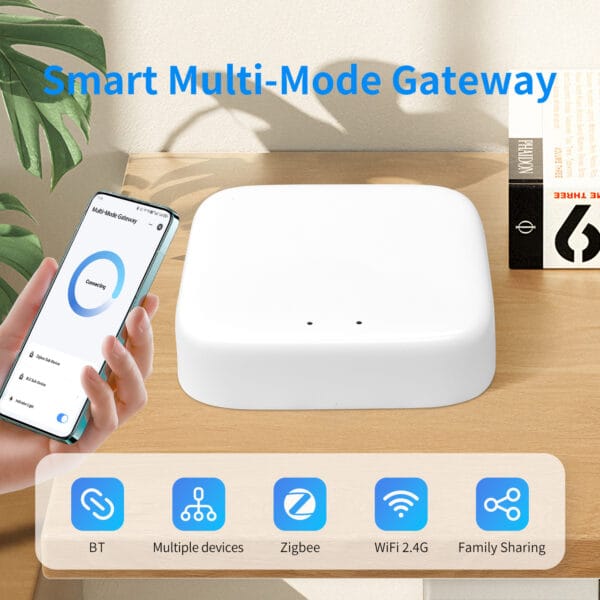 product-open-5a4294163ab3430c93e4bee75456459b-goods Smart Multi-Mode Gateway - Wi-Fi, Zigbee, Wireless Mesh Network Hub with Voice Control, Alexa & Google Home Compatible, Remote App for Smart Home Automation, Family Sharing Feature, USB Power, ≤36V, Smart Home Automation | Modern Home Hub | User-Friendly Interface, Smart Home Devices