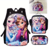 product-open-5f863a104d1f4cd5949996ce28e9e7c0-goods Frozen Princess Series Four-Piece Set Backpack, Cartoon Style Shoulder Bag, Pencil Case, Stationery Organizer, University Style Casual Bag, Laptop Tablet Storage Bag, Travel Portable Organizer Coin Purse Small Wallet Four-Piece Set