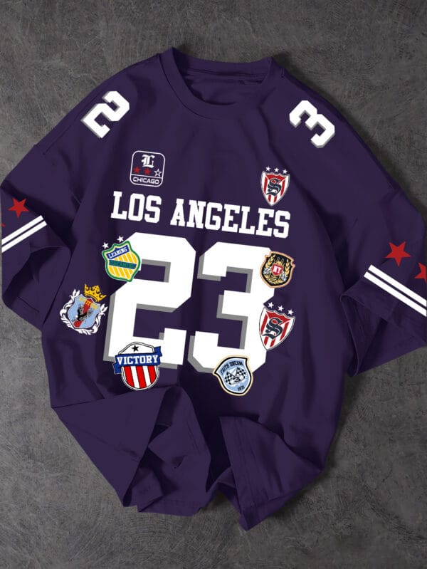 Men's Los Angeles Graphic T-Shirt with Number 23 - Dark Green Streetwear Tee, Quick-Dry Breathable Fabric for Sports, Casual Outfits - Machine Washable Urban Fashion Top, Sports Apparel, Emblem Decorated Shirt, Durable Sportswear