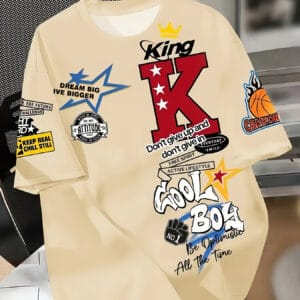 Men's Plus Size Big & Tall T-Shirt - Bold KING Lettering & Basketball Crown Graphic - Breathable Stretch Fabric - Athletic Streetwear Tee for Basketball Fans - Machine Washable - Black Alternative with King Design, Basketball Shirt, Sports Fan Apparel, Allseason Clothing, Sporty Casual Look, Stretchable Material