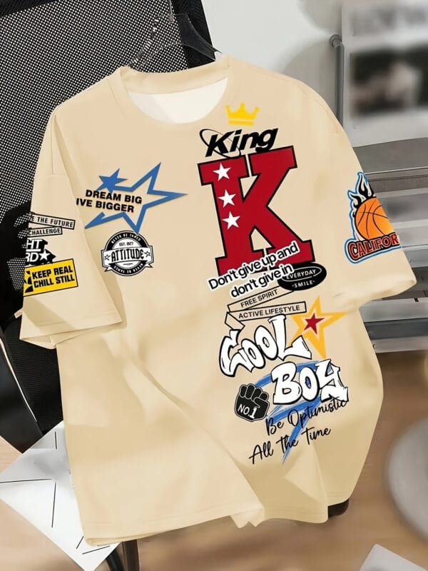 Men's Plus Size Big & Tall T-Shirt - Bold KING Lettering & Basketball Crown Graphic - Breathable Stretch Fabric - Athletic Streetwear Tee for Basketball Fans - Machine Washable - Black Alternative with King Design, Basketball Shirt, Sports Fan Apparel, Allseason Clothing, Sporty Casual Look, Stretchable Material