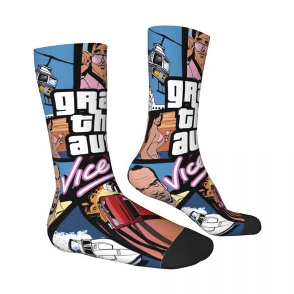 product-open-aec7b428b61f4276a025895f305ff31a-goods 1 Pair Novelty Crew Socks - Polyester & Spandex Blend, Street Hip-Hop Style with Vibrant Random Prints, Comfortable Stretchy Unisex Socks for Men & Women, Machine Washable, Casual Footwear, Playful Design, Durable Construction