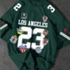 Men's Los Angeles Graphic T-Shirt with Number 23 - Dark Green Streetwear Tee, Quick-Dry Breathable Fabric for Sports, Casual Outfits - Machine Washable Urban Fashion Top, Sports Apparel, Emblem Decorated Shirt, Durable Sportswear