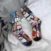 product-open-cec68174adc04c7fa6e53a986ae7b2b2-goods 1 Pair Novelty Crew Socks - Polyester & Spandex Blend, Street Hip-Hop Style with Vibrant Random Prints, Comfortable Stretchy Unisex Socks for Men & Women, Machine Washable, Casual Footwear, Playful Design, Durable Construction