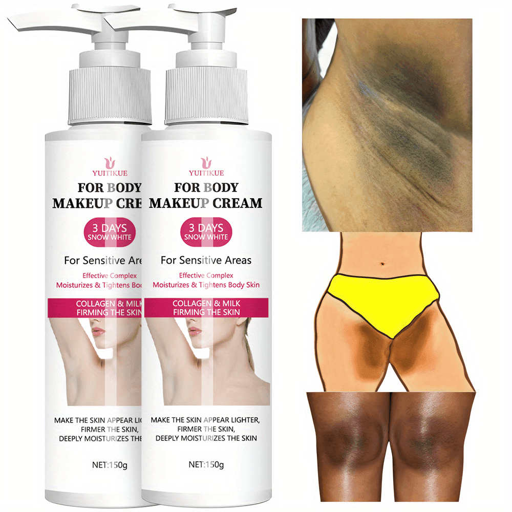 2pcs Snowflake Brightening Cream with Vitamin C, Niacinamide, Hyaluronic Acid & Collagen - Hypoallergenic, Fragrance-Free Body, Intimate Area & Underarm Moisturizer for All Light Beige Types, Dryness & gloss - 3-in-1 Formula