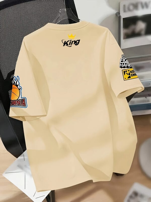 Men's Plus Size Big & Tall T-Shirt - Bold KING Lettering & Basketball Crown Graphic - Breathable Stretch Fabric - Athletic Streetwear Tee for Basketball Fans - Machine Washable - Black Alternative with King Design, Basketball Shirt, Sports Fan Apparel, Allseason Clothing, Sporty Casual Look, Stretchable Material