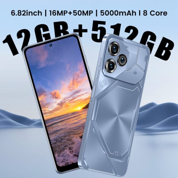 Latest unlocked Android smartphone in 2025, 5000mAh high battery life, dual SIM card dual standby, 6.82-inch high-definition touch screen, 16+50MP ultra high definition camera, luxury phone, 12GB RAM+512GB storage space
