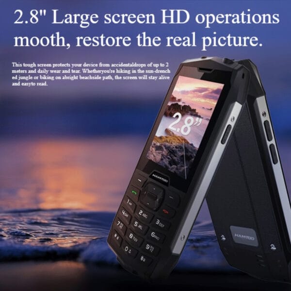 HAMTOD H3 Smartphone 2.8 Inches, Senior Phone with Loud Volume and SOS Function, 2000mAh Battery Dual-SIM Multi Mode Standby GSM 48/128-MB Memory Compatible Retina 2G/3/4 Anti-Spying Antifouling Scratch Resistant, Rugged Phone, Travel Phone, Compact Design, Lightweight Phone, Dropresistant Phone, Antifouling Phone, Dual SIM Phone, Multimode Phone, Securityconscious Users, Professionals Phone