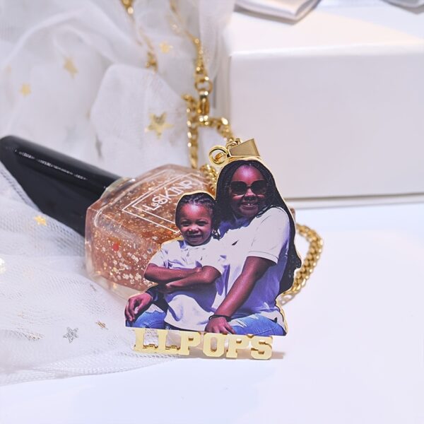 Personalized Golden Stainless Steel Photo Necklace with Custom Engraved Portrait, UV Color Printed Picture Pendant - Ideal for Daily Wear and Gift-Giving, Perfect Valentine'S Day Jewelry Gift for Her, Colorful, Character Portrait, Anniversary