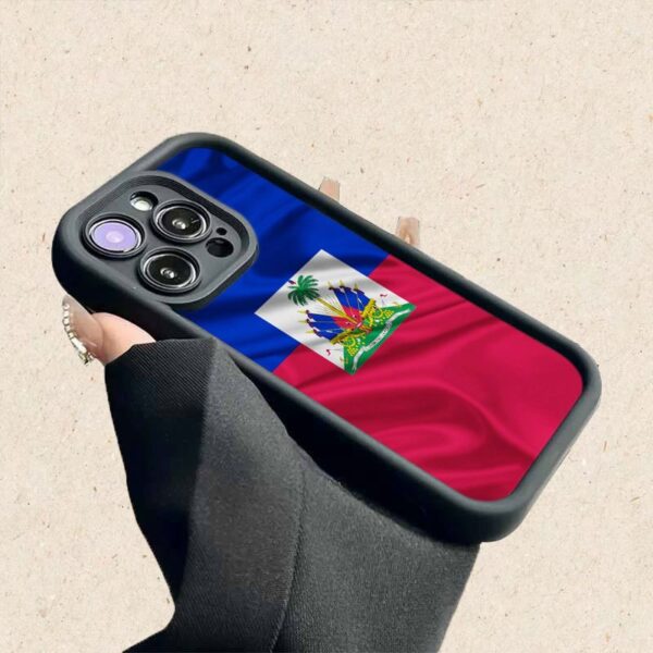 A Unique Design Featuring The Haitian Flag, This Brand New Mobile Phone Case Offers Full Body Protection. It Is Made from Shockproof And Drop-Proof TPU Soft Rubber, Showcasing a Simple Yet Sophisticated Color Scheme in Black, Suitable for Both Men And Wom