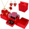Coffret cadeau rose premium avec collier, boucles d'oreilles et bagues raffinées. Un cadeau de Noël idéal pour les mères, les amis, les partenaires, les amoureux et les petites amies. Saint-Valentin, Thanksgiving, Noël, fêtes, anniversaires et Nouvel An.