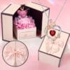 Coffret cadeau ours en peluche rose, collier papillon rose cœur battant, cadeaux de Noël - Thanksgiving, Saint-Valentin, fête des Mères, Noël, cadeaux pour les amis, les amoureux, les mères et les meilleures amies - à porter au quotidien, cadeaux quotidiens
