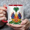 1pc 11oz Ceramic Coffee Mug with Haitian Flag & Coat of Arms Design - Vibrant Patriotic Red, Blue, Yellow Artwork, Reusable Gift for Husband, Dad, Son, Birthdays, Father’s Day, Hand Wash Only, Coffee Cup, Birthday Drinkware, National Pride Mug, Detailed I