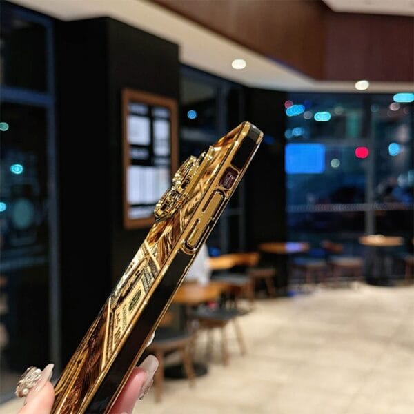 Luxurious and Trendy! Gold Bill Design, Electroplated Phone Case - UV Printing, Scratch-Resistant & Anti-Slip, Full PC Coverage for iPhone 16/15/14/13/12/11 Models. Perfect Gift Choice