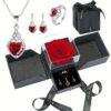 A Rose Gift Box with Heart-Shaped Earrings And a Necklace, Exquisite Jewelry for Your Lover, Mother, Best Friend, Partner, Wife, And Girlfriend. Perfect for Valentine'S Day, Thanksgiving, Christmas, Parties, Birthdays, And New Year Gifts.