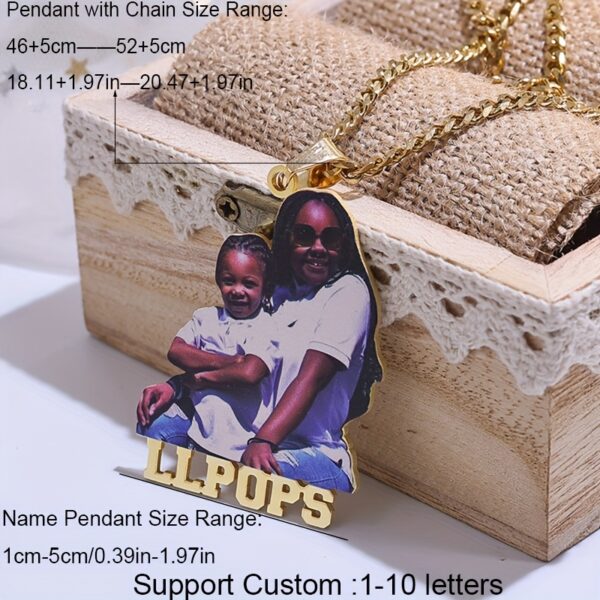 Personalized Golden Stainless Steel Photo Necklace with Custom Engraved Portrait, UV Color Printed Picture Pendant - Ideal for Daily Wear and Gift-Giving, Perfect Valentine'S Day Jewelry Gift for Her, Colorful, Character Portrait, Anniversary