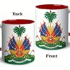 1pc 11oz Ceramic Coffee Mug with Haitian Flag & Coat of Arms Design - Vibrant Patriotic Red, Blue, Yellow Artwork, Reusable Gift for Husband, Dad, Son, Birthdays, Father’s Day, Hand Wash Only, Coffee Cup, Birthday Drinkware, National Pride Mug, Detailed I