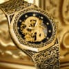 1pc Youth Men's Yellow Steel Strap Business Style Elegant Glow-in-the-Dark Carved Dragon Mechanical Watch
