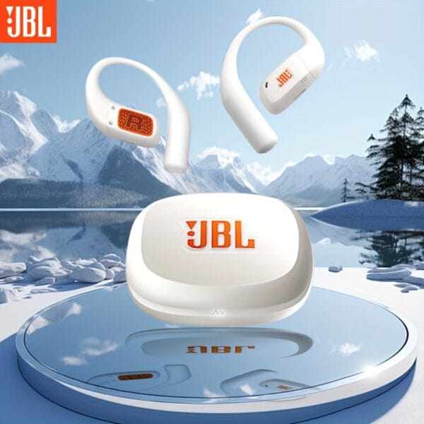 For JBL ZONE True Wireless Open-Ear Sports Headphones, Neckband Wireless Earbuds for Swimming, Cycling, Running, Long Battery Life, High-Quality Sound, Clear Call and Music Output, USB-C Charging, Rechargeable Battery, Black with Yellow Accents, Sports He