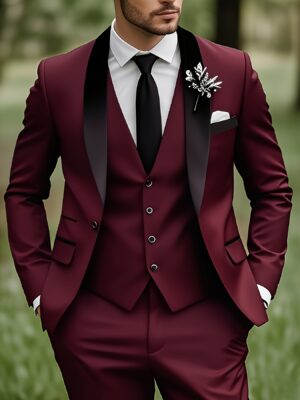 a614bd03-578d-4aca-a58d-54fedb964950.jpg Ensemble costume trois pièces haut de gamme pour homme : blazer croisé bleu marine à boutons dorés, chemise et pantalon, idéal pour les mariages, les événements formels et le travail, toutes saisons, tenue de mariage | Tenue élégante | Tissu résistant