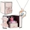 Coffret cadeau ours en peluche rose, collier papillon rose cœur battant, cadeaux de Noël - Thanksgiving, Saint-Valentin, fête des Mères, Noël, cadeaux pour les amis, les amoureux, les mères et les meilleures amies - à porter au quotidien, cadeaux quotidiens