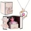 Coffret cadeau ours en peluche rose, collier papillon rose cœur battant, cadeaux de Noël - Thanksgiving, Saint-Valentin, fête des Mères, Noël, cadeaux pour les amis, les amoureux, les mères et les meilleures amies - à porter au quotidien, cadeaux quotidiens