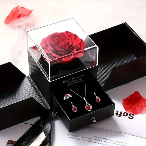 A Rose Gift Box with Heart-Shaped Earrings And a Necklace, Exquisite Jewelry for Your Lover, Mother, Best Friend, Partner, Wife, And Girlfriend. Perfect for Valentine'S Day, Thanksgiving, Christmas, Parties, Birthdays, And New Year Gifts.