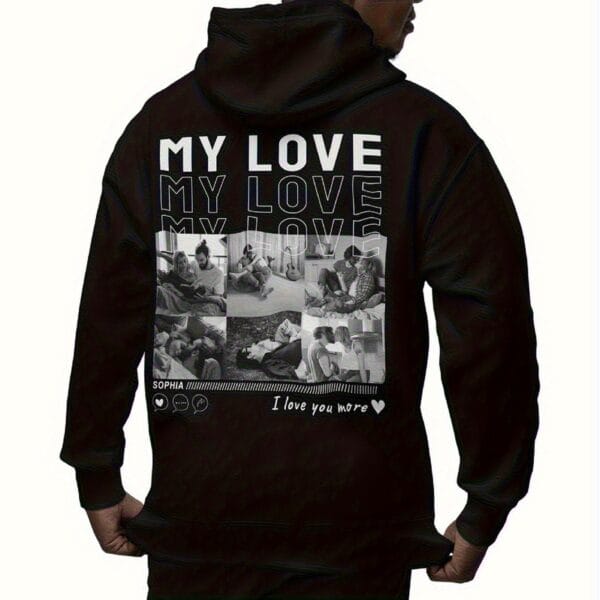 d03c8a1625c724902bb2f7c6470f5b75_ce65e33f957b.jpeg Sweat à capuche personnalisé avec photo et texte - Sweat à capuche noir mixte My Love avec design personnalisé, version ample du sweat à capuche lavable en machine avec poches avant, texte profond pour petit ami, cadeau de Saint-Valentin, sweat à capuche personnalisé