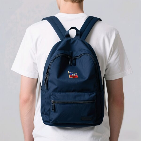 1pc Vintage Haiti Flag Lapel Pin - Metal Alloy Brooch with Golden-Tone Base, Blue & Red Stripes & Green Triangle Design, Durable Metallic Finish for Backpacks, Jackets, Hats, Bags - Unisex Accessory for Men & Women, Backpack Decoration, Classic Pin Design