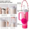 7pcs hot pink Cup accessory set, suitable for 30 ounce 40 ounce drum water bottle handle with boots, silicone straw cover, keychain charm gift