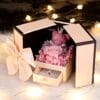 Coffret cadeau ours en peluche rose, collier papillon rose cœur battant, cadeaux de Noël - Thanksgiving, Saint-Valentin, fête des Mères, Noël, cadeaux pour les amis, les amoureux, les mères et les meilleures amies - à porter au quotidien, cadeaux quotidiens