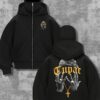 Sweat à capuche noir élégant pour homme avec motif tête de mort et croix – Pull zippé avec capuche à cordon de serrage, style streetwear décontracté pour toutes les saisons | Sweat à capuche imprimé tête de mort | Sweat à capuche zippé