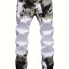2023 New Arrival Men'S Slim-Fit Stretch Denim Jeans with Camo Print - White, Black & Gray, Casual Streetwear Style, Comfortable Outdoor Hiking Pants for All Seasons, Hiking Pants, Trendy Streetwear, Medium Elasticity