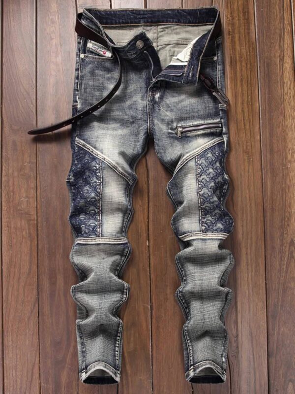product-59bbc054a47e35573cc9fd341c28a2905a0195a1.goods_.000001 Middle Eastern Autumn European & American Trendy Denim Jeans for Men - Embroidered Slim Fit Skinny Pants, Retro Vintage Youth Patchwork Casual Long Trousers with Zipper