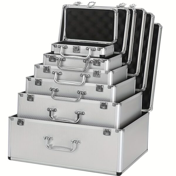 [Durable] Portable Aluminum Toolbox for Secure Equipment Storage, Instrument Case, And Impact-Resistant Sponge Box.