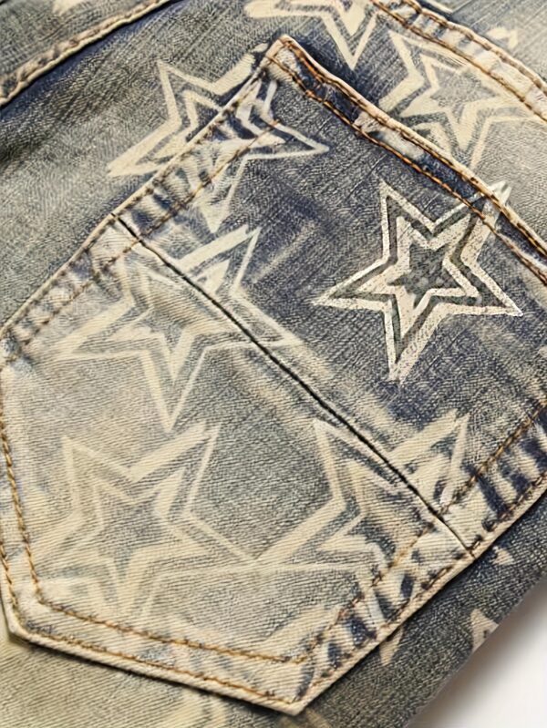 product-Fancyalgo-VirtualModelMatting-14661abb3f953438b42325bbb39c5598 Men's Casual Star Pattern Ripped Jeans, Chic Street Style Stretch Denim Pants