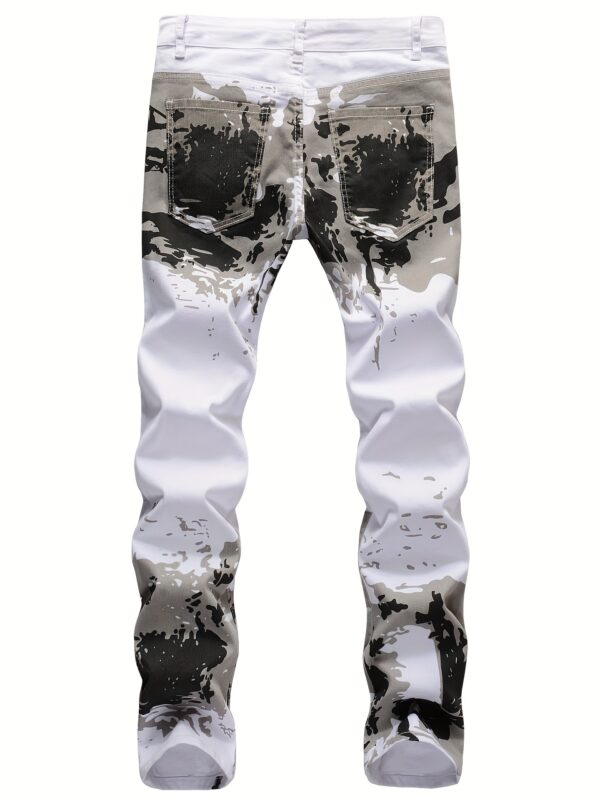 2023 New Arrival Men'S Slim-Fit Stretch Denim Jeans with Camo Print - White, Black & Gray, Casual Streetwear Style, Comfortable Outdoor Hiking Pants for All Seasons, Hiking Pants, Trendy Streetwear, Medium Elasticity