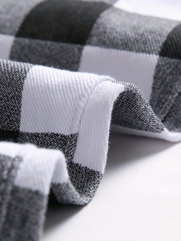 product-Fancyalgo-VirtualModelMatting-21a9ea486dc3c4387cfcde3d1befc9f7 Men's Plaid Pattern Slim Fit And Cuffed Denim Jeans With Multiple Pockets, Classic And Chic Pants For All Seasons Leisurewear