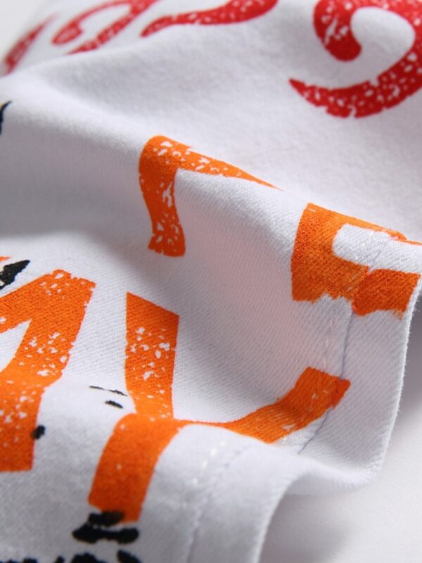 Men'S Slim-Fit Jeans - Stretchy Black Denim with Bold "AIR" Print, Casual Spring/Fall Style, Regular Fit, Machine Washable, Casual Wear Pants | Bold Print Jeans | Stretchy Fabric