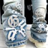 product-Fancyalgo-VirtualModelMatting-3aea437e8ad9241b850df11f5caf161d Men's Straight Jeans with Leather And Embroidered Letters